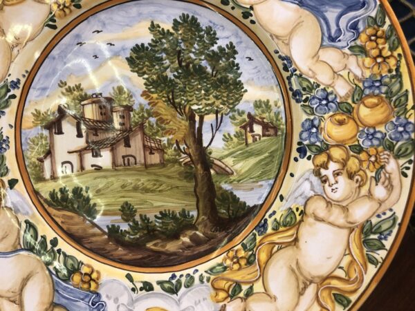 Piatto con paesaggio e puttino - Ceramiche di Castelli - immagine 4