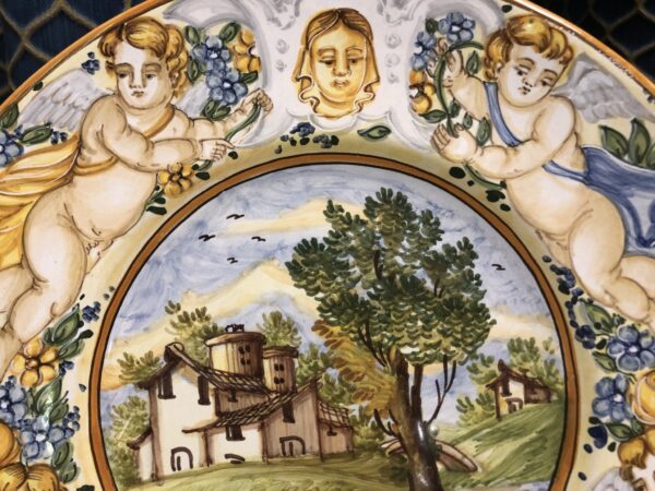 Piatto con paesaggio e puttino - Ceramiche di Castelli - immagine 5